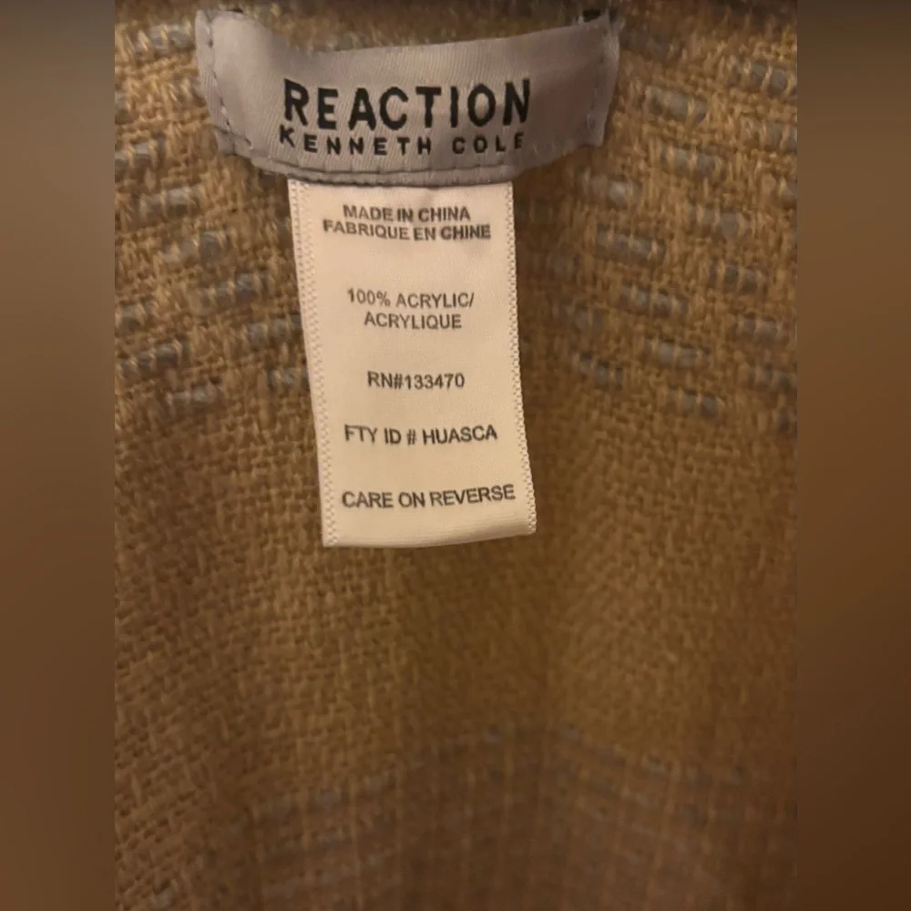 Kenneth Cole Beige and Gray Woven Open-Front Poncho - Picture 2 of 3